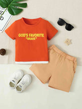 Load image into Gallery viewer, GOD'S FAVORITE BRAVE Graphic Top and Shorts Set
