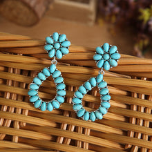 Load image into Gallery viewer, Turquoise Teardrop-Shaped Drop Earrings
