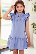 Load image into Gallery viewer, Tie Neck Flutter Sleeve Dress
