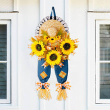 Load image into Gallery viewer, Thanksgiving Harvest Straw Hat Sunflowers Hanging Decoration
