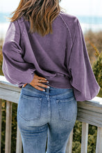 Load image into Gallery viewer, Quarter-Snap Collared Lantern Sleeve Sweatshirt
