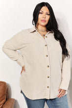 Load image into Gallery viewer, HEYSON Full Size Oversized Corduroy  Button-Down Tunic Shirt with Bust Pocket
