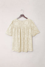 Load image into Gallery viewer, Floral Textured Ruffled Half Sleeve Babydoll Top
