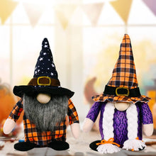 Load image into Gallery viewer, Halloween Orange Plaid Gnome Ornament
