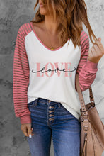 Load image into Gallery viewer, LOVE Graphic Raglan Sleeve V-Neck Tee
