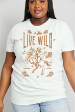 Load image into Gallery viewer, Simply Love Simply Love Full Size LIVE WILD ROAM FREE Graphic Cotton Tee
