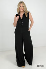 Load image into Gallery viewer, Jade By Jane Button Up Textured Wide Leg Jumpsuit
