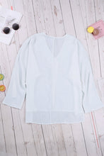 Load image into Gallery viewer, V Neck 3/4 Sleeve High Low Hem Shirt
