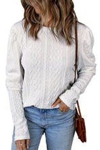 Load image into Gallery viewer, Solid Color Puffy Sleeve Textured Knit Top
