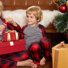 Load image into Gallery viewer, Raglan Sleeve Top and Plaid Pants Set
