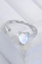 Load image into Gallery viewer, Inlaid Moonstone Heart Adjustable Open Ring

