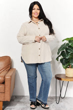 Load image into Gallery viewer, HEYSON Full Size Oversized Corduroy  Button-Down Tunic Shirt with Bust Pocket

