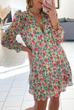 Load image into Gallery viewer, Green Ruffled Lace V Neck Floral Dress
