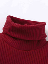 Load image into Gallery viewer, Turtle Neck Long Sleeve Ribbed Top and Plaid Skirt Set
