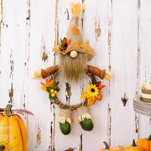 Load image into Gallery viewer, Thanksgiving Harvest Burlap Hat Gnomen Wreath
