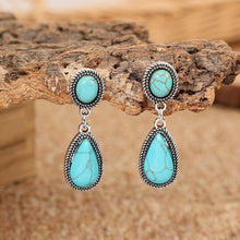 Load image into Gallery viewer, Turquoise Teardrop-Shaped Turquoise Drop Earrings
