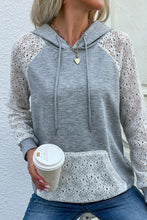 Load image into Gallery viewer, Lace Raglan Sleeve Drawstring Hoodie

