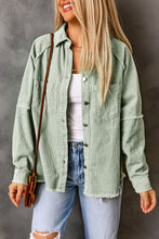 Load image into Gallery viewer, Green Frayed Boyfriend Corduroy Shacket
