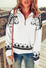 Load image into Gallery viewer, Zip-Up Mock Neck Dropped Shoulder Pullover Sweater
