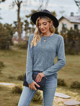 Load image into Gallery viewer, Ribbed Round Neck Long Sleeve Tee
