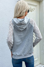 Load image into Gallery viewer, Lace Raglan Sleeve Drawstring Hoodie
