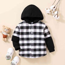 Load image into Gallery viewer, Plaid Button-Down Long Sleeve Hoodie
