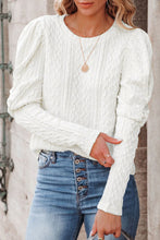 Load image into Gallery viewer, Solid Color Puffy Sleeve Textured Knit Top
