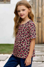 Load image into Gallery viewer, Girls Leopard Dropped Shoulder Tee
