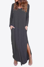 Load image into Gallery viewer, Split Long Sleeve V-Neck Maxi Dress
