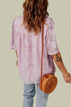Load image into Gallery viewer, Floral Textured Ruffled Half Sleeve Babydoll Top
