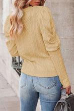 Load image into Gallery viewer, Solid Color Puffy Sleeve Textured Knit Top
