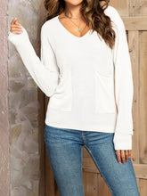Load image into Gallery viewer, V-Neck Long Sleeve Knit Top with Pocket
