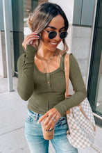 Load image into Gallery viewer, Crewneck Buttons Ribbed Knit Long Sleeve Top
