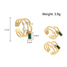 Load image into Gallery viewer, Stainless Steel Green Zirconia Stack Ring
