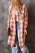 Load image into Gallery viewer, Double Take Plaid Button-Up Longline Shacket with Breast Pockets
