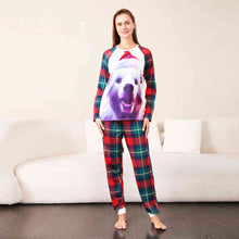 Load image into Gallery viewer, Graphic Round Neck Top and Plaid Pants Set
