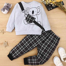 Load image into Gallery viewer, Kids Animal Graphic Sweatshirt and Plaid Joggers Set
