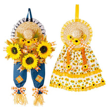 Load image into Gallery viewer, Thanksgiving Harvest Straw Hat Sunflowers Hanging Decoration
