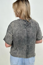 Load image into Gallery viewer, Zenana French Terry Acid Wash Raw Edge Crop Top
