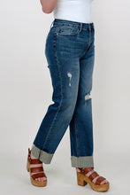 Load image into Gallery viewer, Judy Blue Mid-Rise Destroy &amp; Single Cuff Dad Jean Straight Jeans
