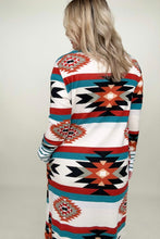 Load image into Gallery viewer, Multicolor Geometric Color Block Long Cardigan
