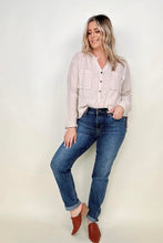 Load image into Gallery viewer, Zenana Gauze Split Neck Button Front Top
