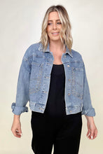 Load image into Gallery viewer, Rivet Studded Pocketed Denim Jacket
