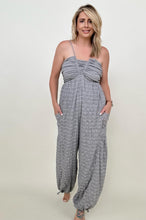 Load image into Gallery viewer, White Birch Sleeveless Halter Tie Back Woven Jumpsuit

