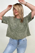 Load image into Gallery viewer, Zenana French Terry Acid Wash Raw Edge Crop Top
