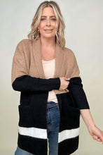 Load image into Gallery viewer, Latte Colorblock Cardigan With Patch Pockets
