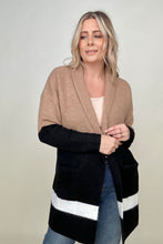 Load image into Gallery viewer, Latte Colorblock Cardigan With Patch Pockets
