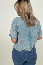Load image into Gallery viewer, Zenana French Terry Acid Wash Raw Edge Crop Top
