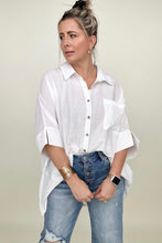 Load image into Gallery viewer, Umgee Pleated Batwing Short Sleeve Button Up Top
