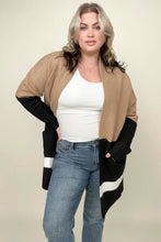 Load image into Gallery viewer, Latte Colorblock Cardigan With Patch Pockets
